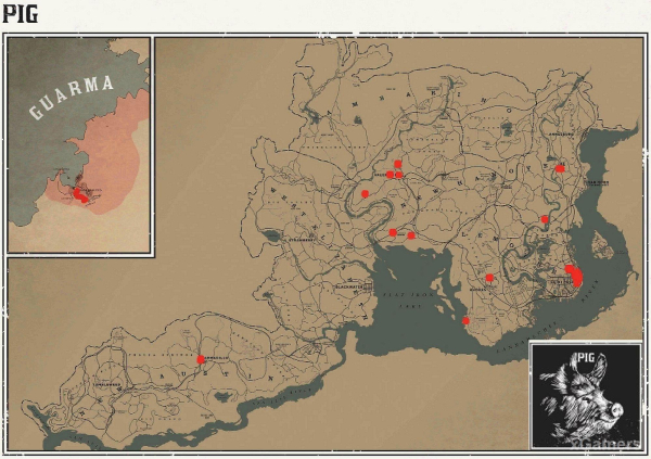 Red dead redemption 2 - животные. Карты с местами обитания Red dead redemption 2 - животные. Карты с местами обитания