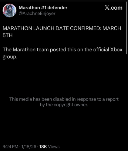 Утечка раскрыла дату релиза Marathon в марте