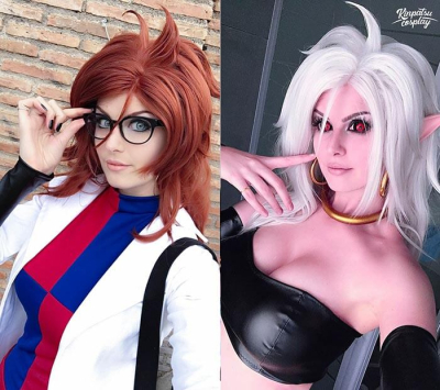 Кинпатсу сделала сексуальный косплей Андроида 21 и 18 из Жемчуг дракона Z