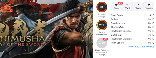 
                Двадцать лет ожидания не зря: критики похвалили Onimusha: Way of the Sword
            